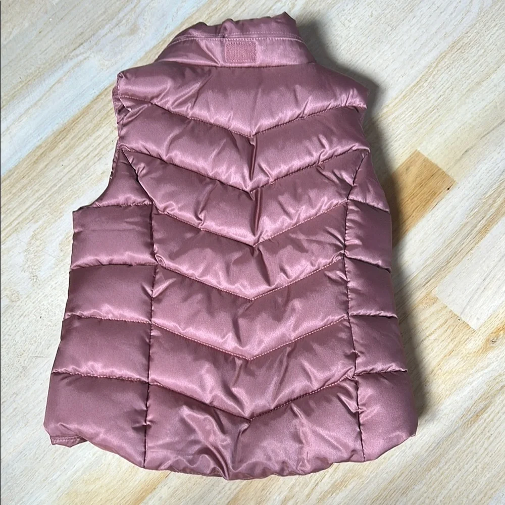 Pink Puffer Vest with Faux Fur Hood - Picture 6 of 8